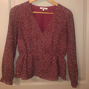 Madewell Pattern Vneck Long Sleeve Blouse